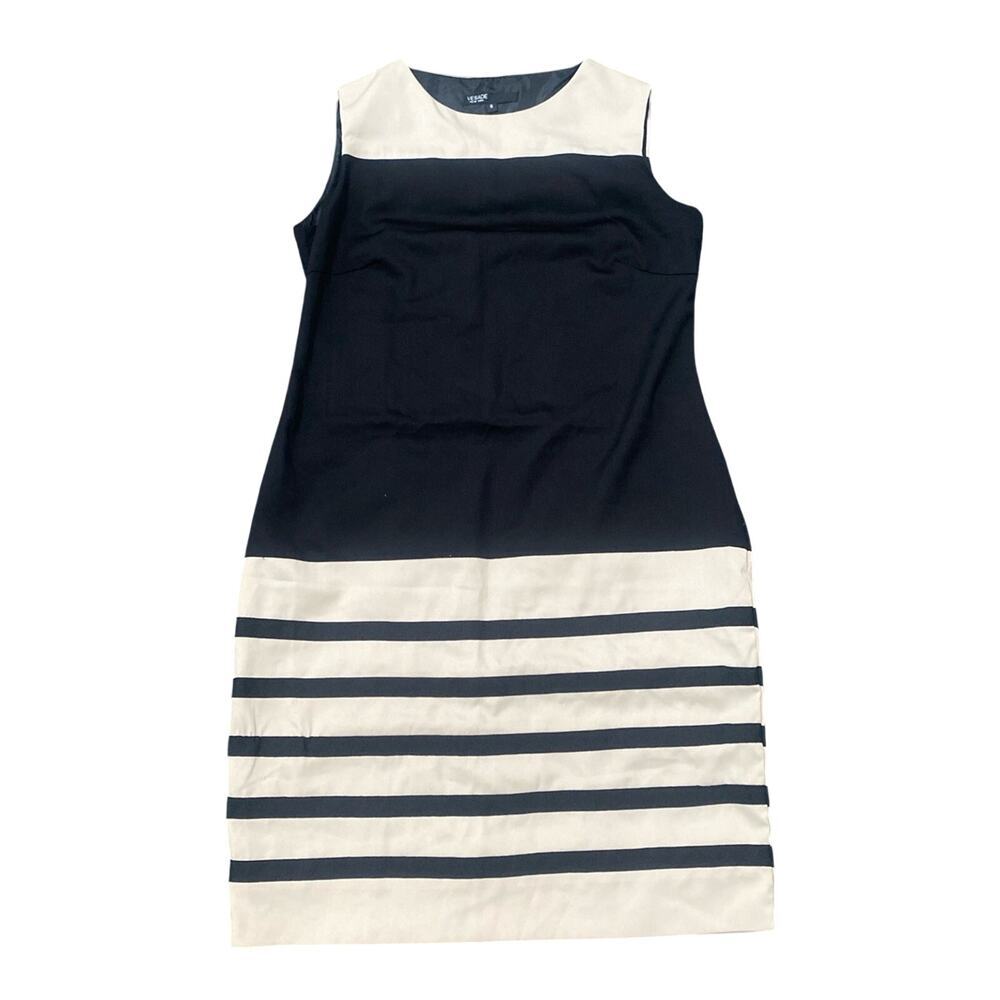Vesade New York Striped Knee Length Dress in Black/Beige, Size 8​